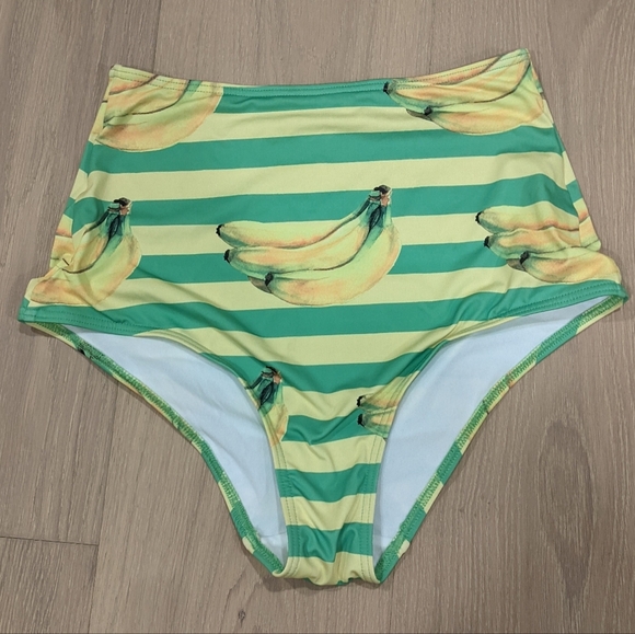 Mod Cloth banana print high rise bikini bottom - Picture 1 of 7